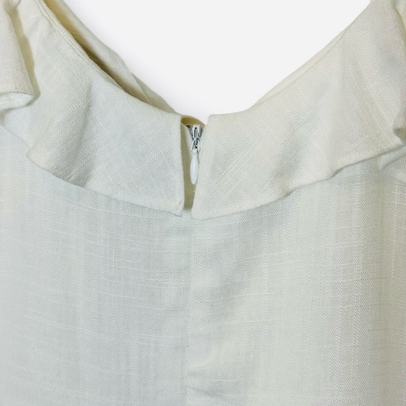 Lulus Ivory Ruffle Linen Mini Dress Small Bridal Shower Coquette - Picture 11 of 15